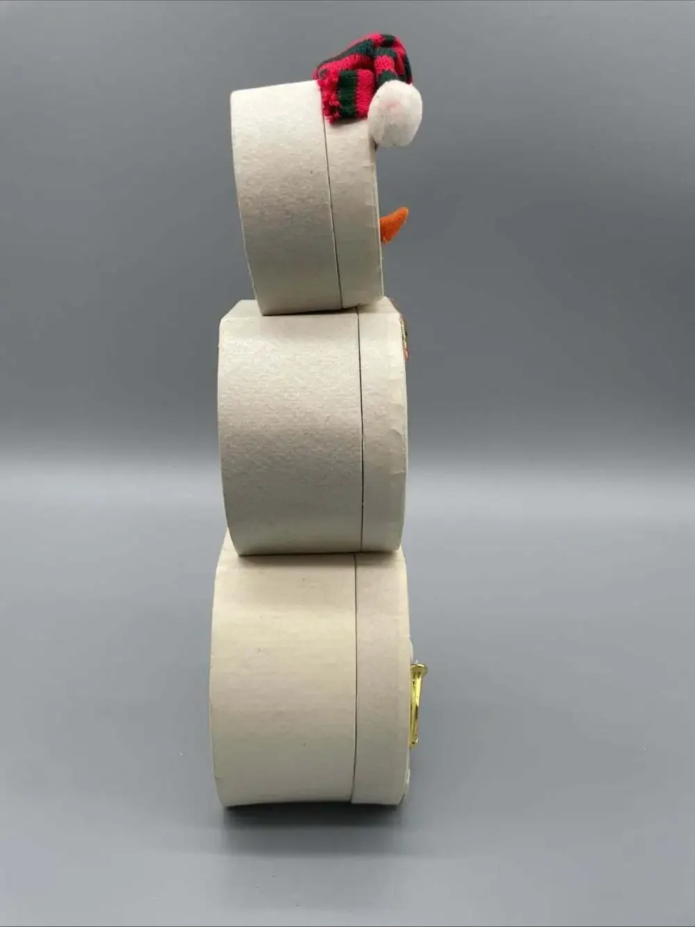 Holiday Christmas Snowman Stacking Nesting Gift Boxes 3 Graduated 12” Tall.